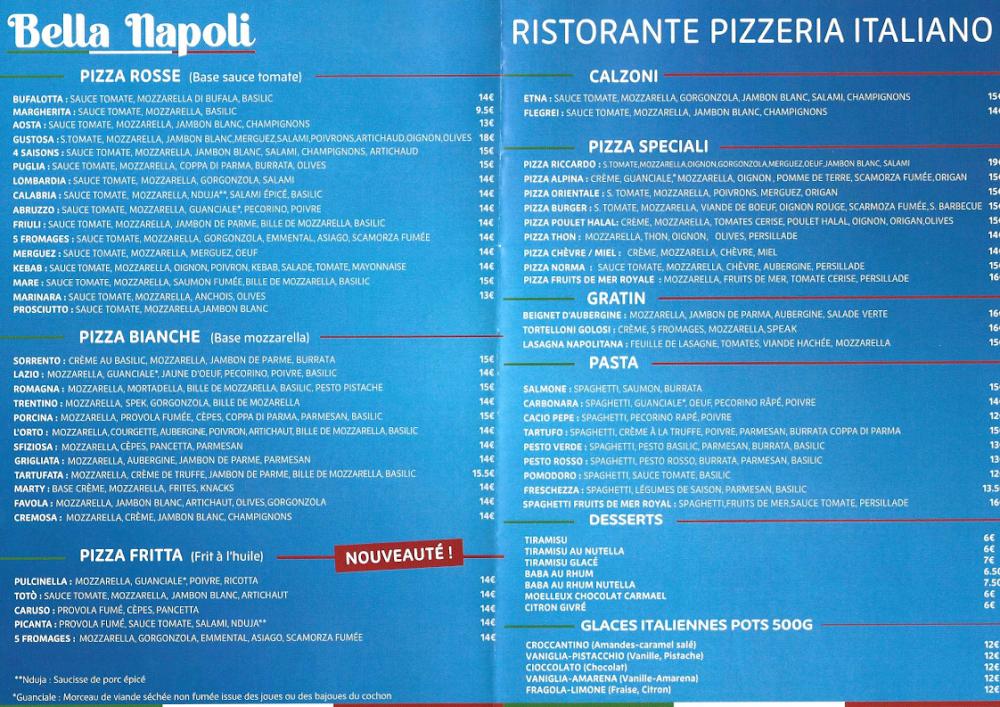 Ristorante Pizzeria Bella Napoli - Menu Image 2